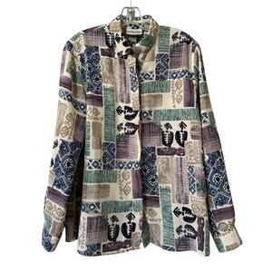 Alfred Dunner Women‎ Size 12 Button Down Long Sleeve Shirt Polyester Lightweight